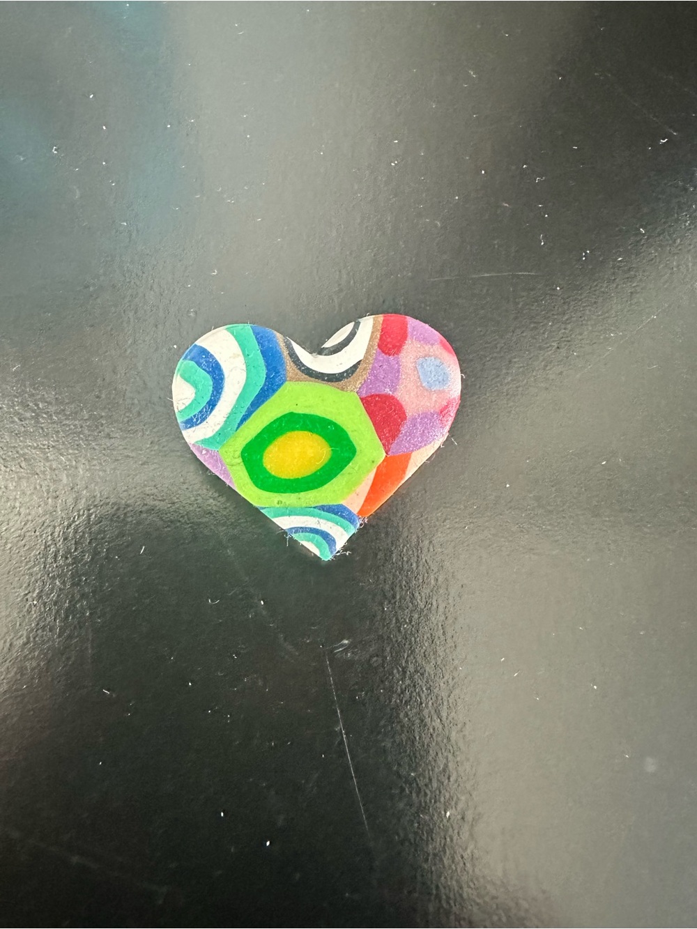Colorful Patterned Heart Pin - Multicolor